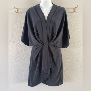 NWT Elan Gathered Dolman Sleeve Mini Dress Size S Dark Gray Minimalist Neutral